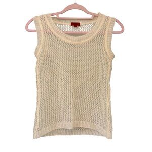Hugo Boss Open Knit Ecru Vest Tank Angora/Mohair Honeycomb, Sz S